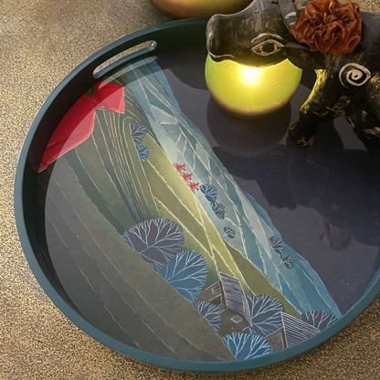 Lacquered tray, Rizières