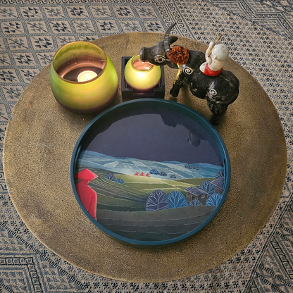 Lacquered tray, Rizières